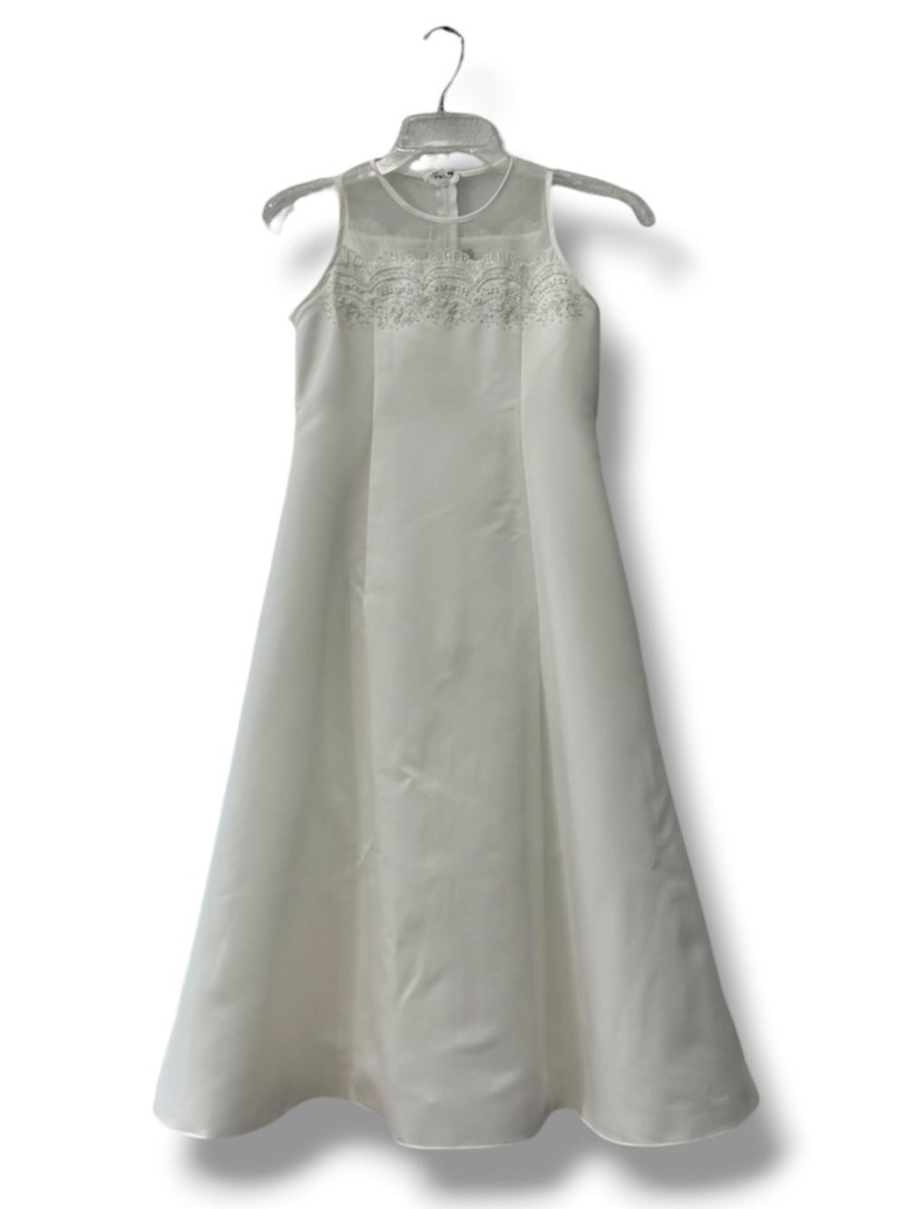 Cherish Ivory Scalloped Communion Flower Girl Dress 8.5 Formal Elegant